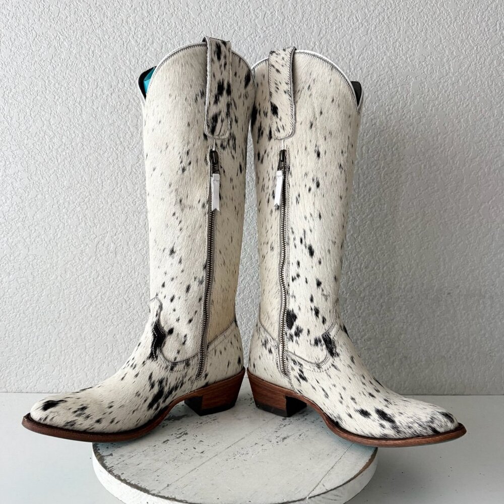 Lane Boots Womens Cowhide Cowboy Boots Tall Brown Western Cow Skin Size 6.5 NEW - Picture 8 of 13